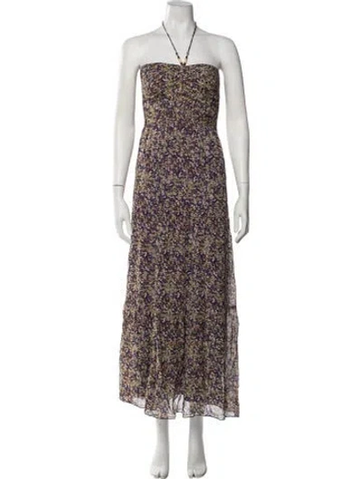 Pre-owned Ba&sh Floral Print Long Dress In Purple