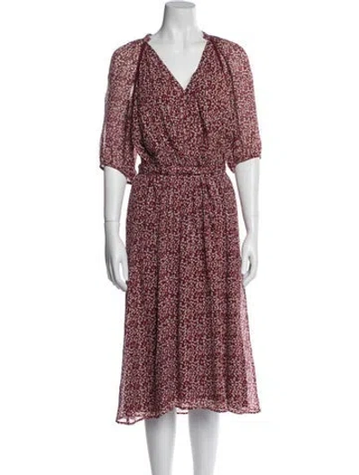 Pre-owned Ba&sh Floral Print Long Dress In Red