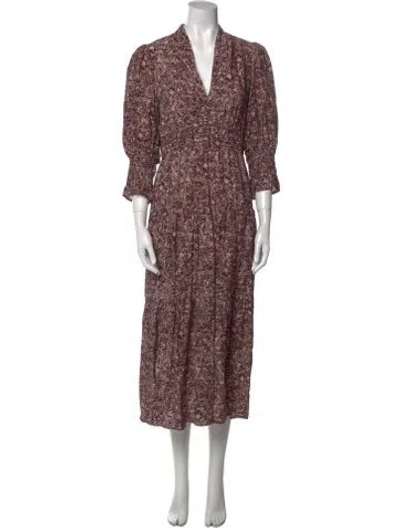 Pre-owned Ba&sh Floral Print Long Dress In Red