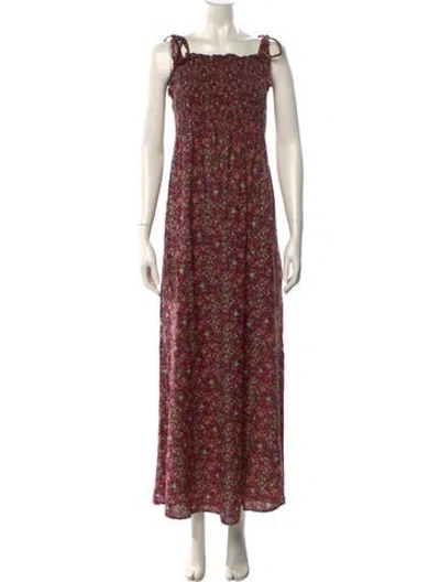 Pre-owned Ba&sh Floral Print Long Dress In Red
