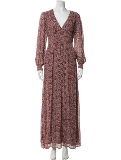 Pre-owned Ba&sh Floral Print Long Dress In Red
