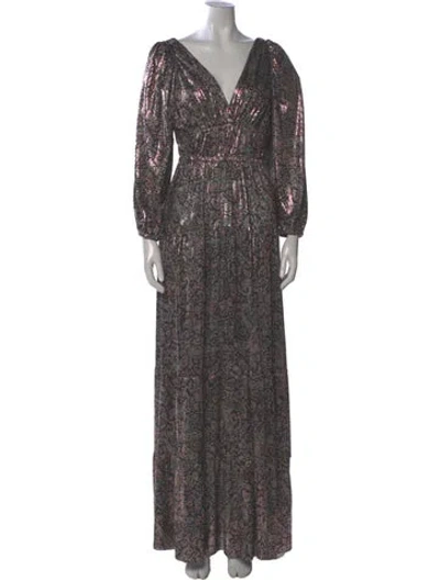 Pre-owned Ba&sh Floral Print Long Dress W/ Tags In Black