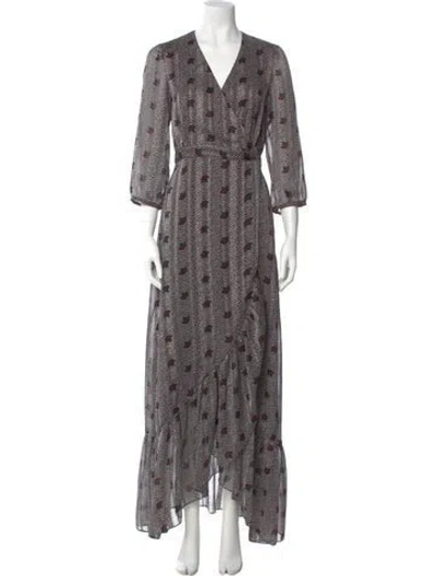 Pre-owned Ba&sh Floral Print Long Dress W/ Tags In Black/red/white