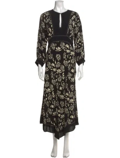 Pre-owned Ba&sh Floral Print Long Dress W/ Tags In Brown