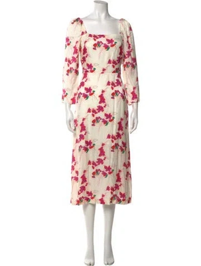 Pre-owned Ba&sh Floral Print Long Dress W/ Tags In Neutral