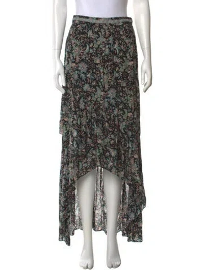 Pre-owned Ba&sh Floral Print Long Skirt In Black