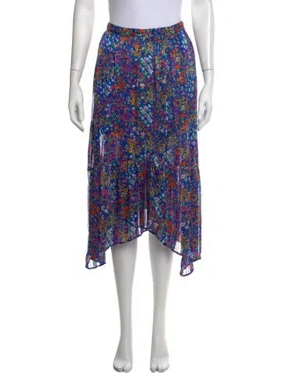 Pre-owned Ba&sh Floral Print Long Skirt In Blue