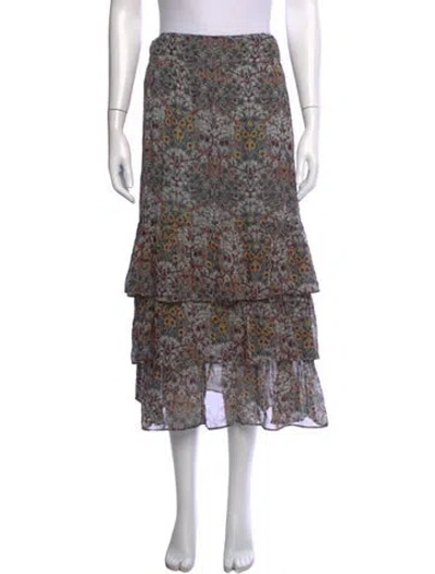 Pre-owned Ba&sh Floral Print Long Skirt In Blue