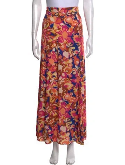 Pre-owned Ba&sh Floral Print Long Skirt In Brown
