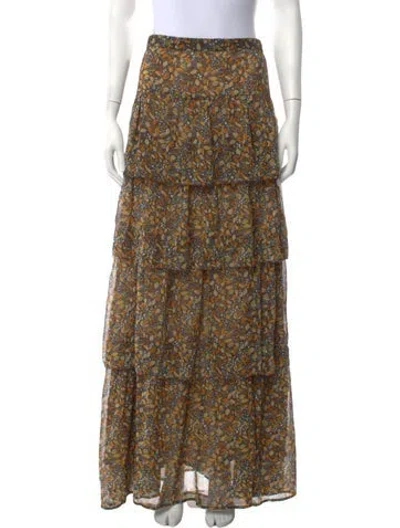 Pre-owned Ba&sh Floral Print Long Skirt In Brown