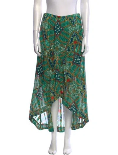 Pre-owned Ba&sh Floral Print Long Skirt In Green