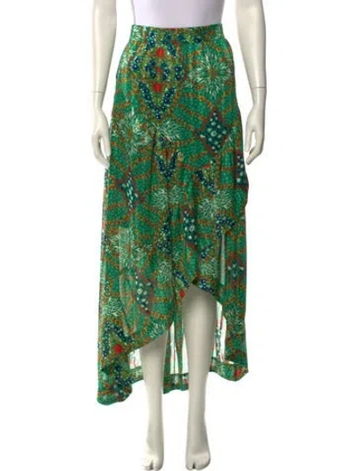 Pre-owned Ba&sh Floral Print Long Skirt In Green