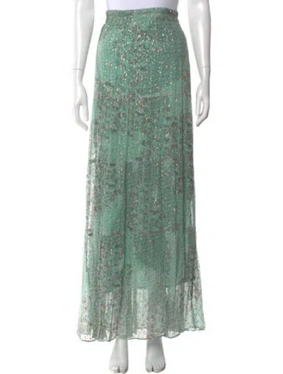 Pre-owned Ba&sh Floral Print Long Skirt In Green