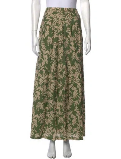 Pre-owned Ba&sh Floral Print Long Skirt In Green
