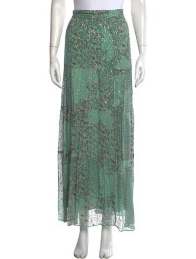 Pre-owned Ba&sh Floral Print Long Skirt In Green
