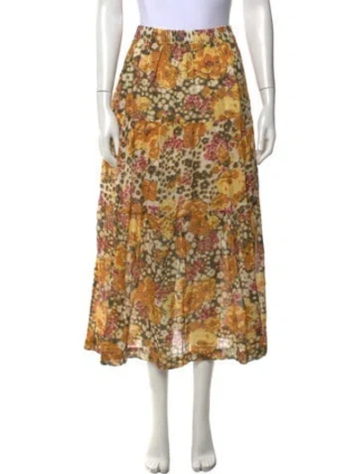 Pre-owned Ba&sh Floral Print Long Skirt In Green