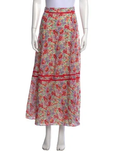 Pre-owned Ba&sh Floral Print Long Skirt In Neutrals/red