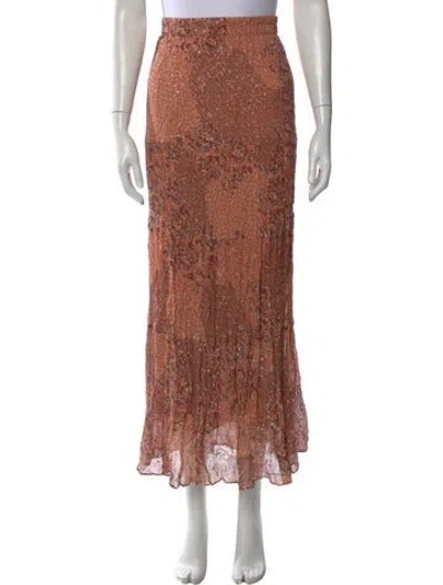Pre-owned Ba&sh Floral Print Long Skirt In Pink
