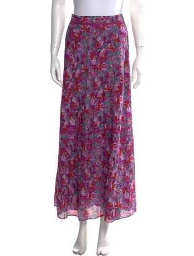 Pre-owned Ba&sh Floral Print Long Skirt In Purple