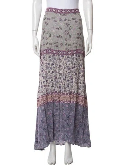 Pre-owned Ba&sh Floral Print Long Skirt In Purple