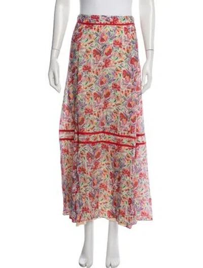 Pre-owned Ba&sh Floral Print Long Skirt In Red