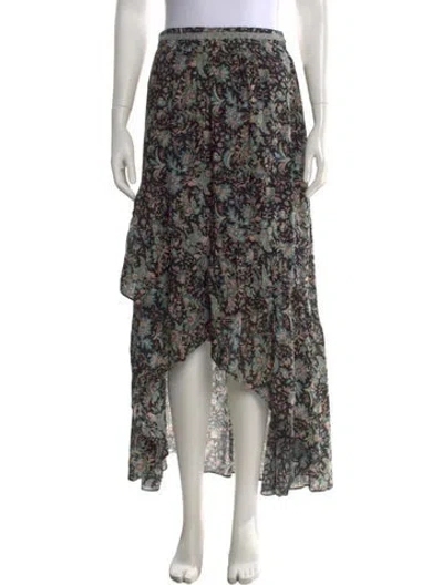 Pre-owned Ba&sh Floral Print Long Skirt W/ Tags In Black