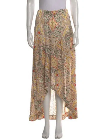 Pre-owned Ba&sh Floral Print Long Skirt In White