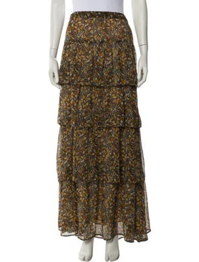 Pre-owned Ba&sh Floral Print Long Skirt In Yellow