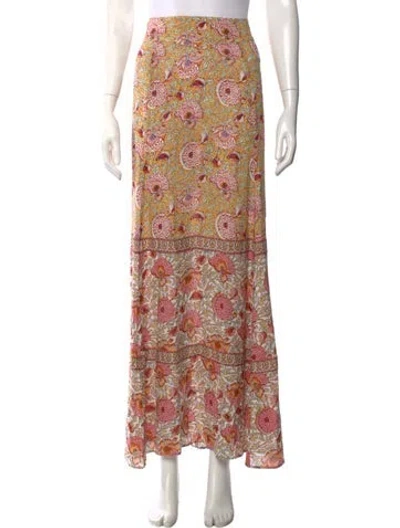 Pre-owned Ba&sh Floral Print Long Skirt In Yellow