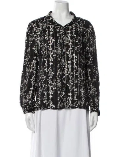 Pre-owned Ba&sh Floral Print Long Sleeve Blouse In Blue