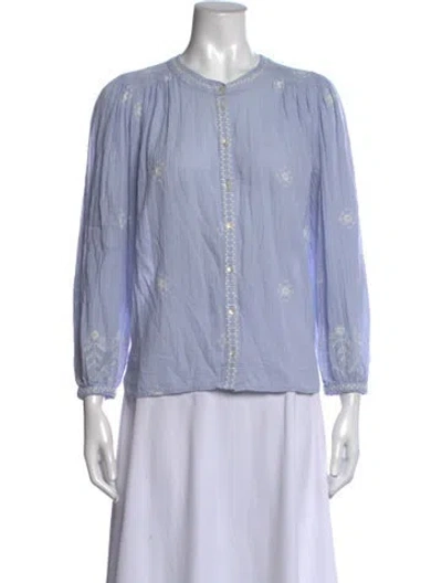 Pre-owned Ba&sh Floral Print Long Sleeve Blouse In Blue