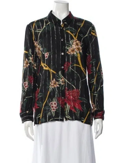 Pre-owned Ba&sh Floral Print Long Sleeve Blouse In Multi