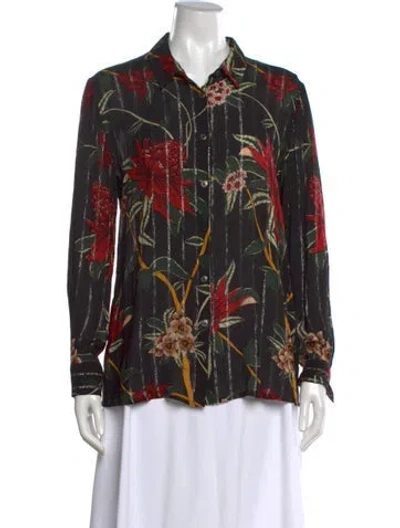 Pre-owned Ba&sh Floral Print Long Sleeve Blouse In Multi
