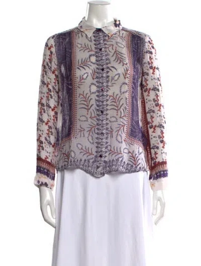 Pre-owned Ba&sh Floral Print Long Sleeve Blouse In Multi