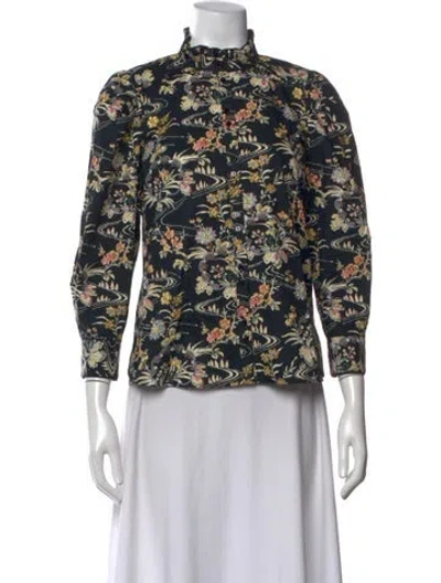 Pre-owned Ba&sh Floral Print Long Sleeve Blouse In Multicolor
