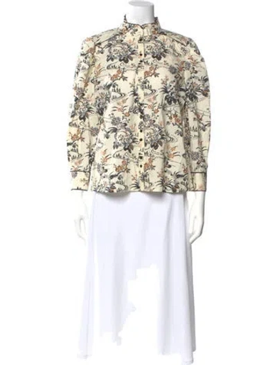 Pre-owned Ba&sh Floral Print Long Sleeve Blouse In Neutral