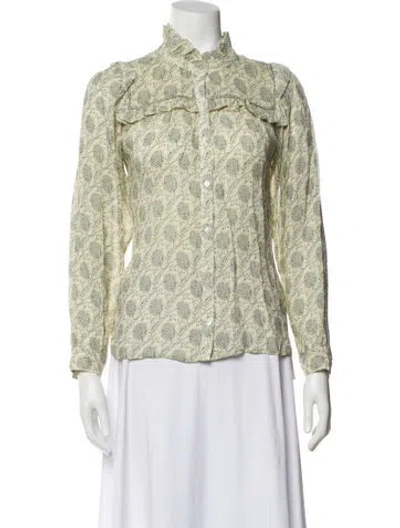 Pre-owned Ba&sh Floral Print Long Sleeve Blouse In Neutral