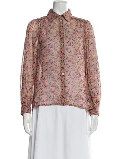 Pre-owned Ba&sh Floral Print Long Sleeve Blouse In Neutral