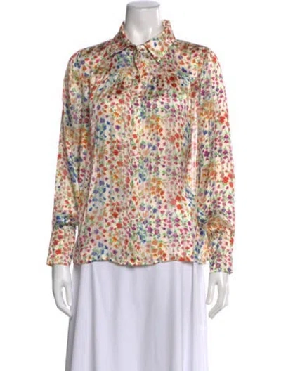 Pre-owned Ba&sh Floral Print Long Sleeve Blouse In Neutral