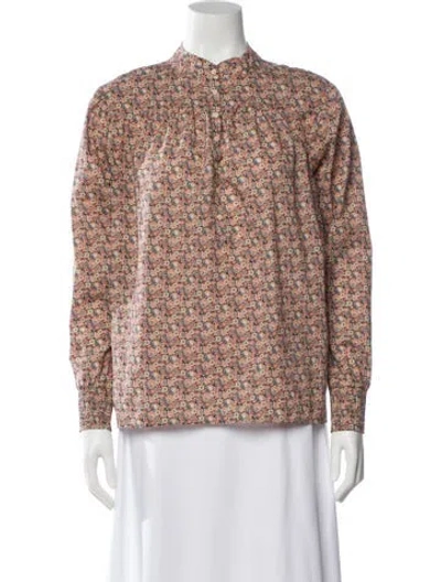 Pre-owned Ba&sh Floral Print Long Sleeve Blouse In Neutral