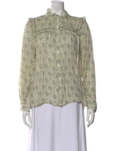 Pre-owned Ba&sh Floral Print Long Sleeve Blouse In Neutral