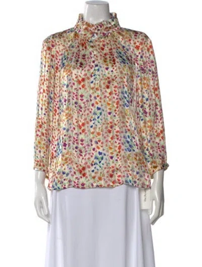 Pre-owned Ba&sh Floral Print Long Sleeve Blouse In Neutral