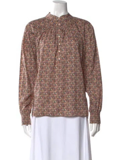 Pre-owned Ba&sh Floral Print Long Sleeve Blouse In Neutral