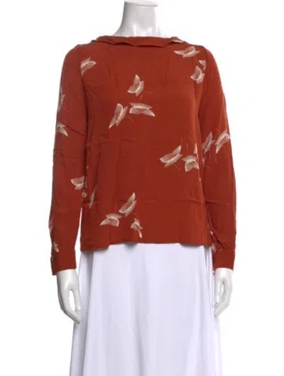 Pre-owned Ba&sh Floral Print Long Sleeve Blouse In Orange