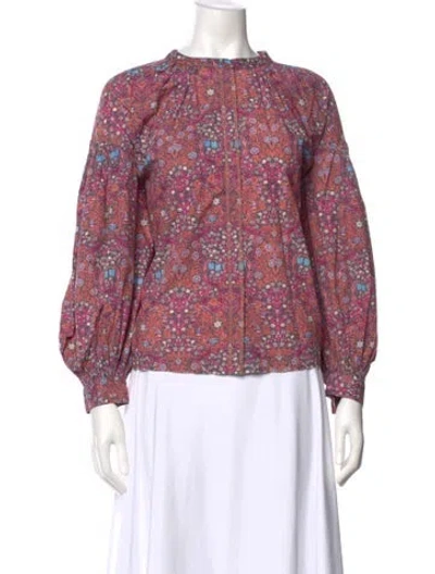 Pre-owned Ba&sh Floral Print Long Sleeve Blouse In Pink