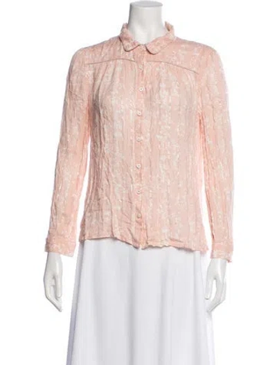 Pre-owned Ba&sh Floral Print Long Sleeve Blouse In Pink
