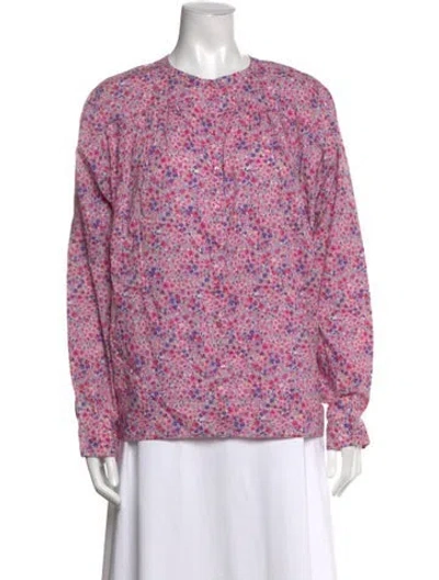 Pre-owned Ba&sh Floral Print Long Sleeve Blouse In Purple