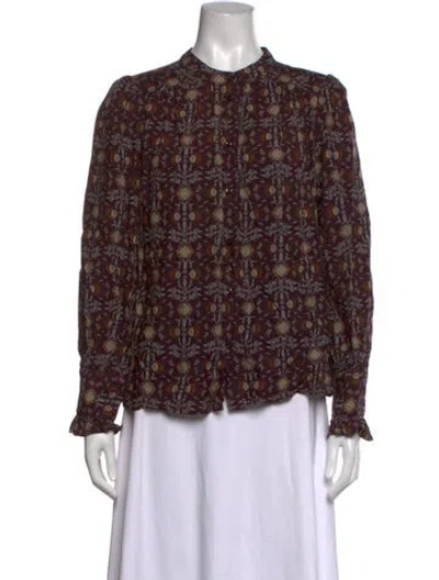 Pre-owned Ba&sh Floral Print Long Sleeve Blouse In Red