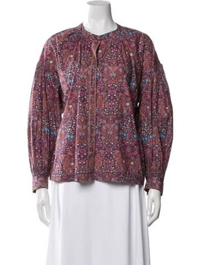 Pre-owned Ba&sh Floral Print Long Sleeve Blouse W/ Tags In Purple