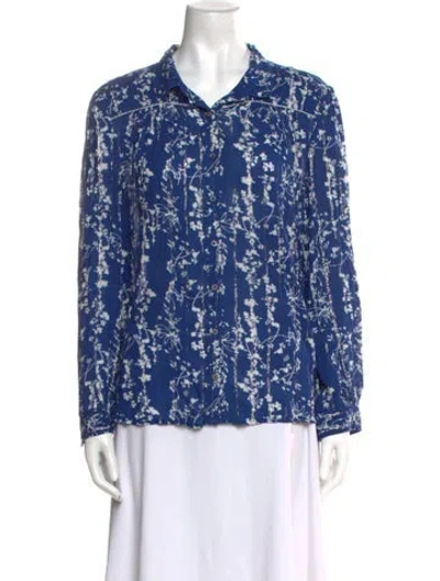 Pre-owned Ba&sh Floral Print Long Sleeve Button-up Top